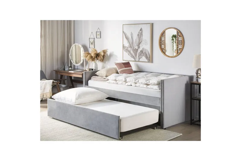 Dagbädd Troyes med lamellram Grå - Grå - Möbler - Säng - Gästsäng & extrasäng - Utdragssäng