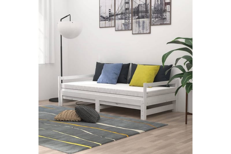Dagbädd utdragbar vit massiv furu 2x(90x200) cm - Vit - Möbler - Soffa - Dagbäddar