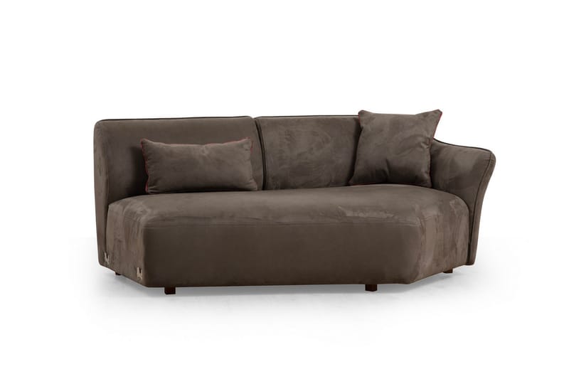 Damor 5-sits L-formad Svängd Soffa i Sammet - Brun - Möbler - Soffa