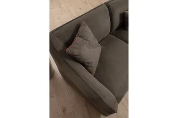Damor 5-sits L-formad Svängd Soffa i Sammet - Brun - Möbler - Soffa