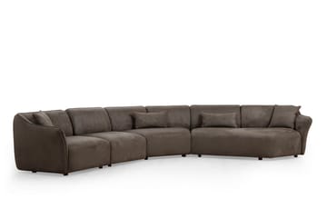 Damor 5-sits L-formad Svängd Soffa i Sammet - Brun - Möbler - Soffa