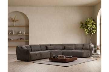 Damor 5-sits L-formad Svängd Soffa i Sammet - Brun - Möbler - Soffa