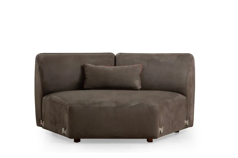 Damor 5-sits L-formad Svängd Soffa i Sammet - Brun - Möbler - Soffa