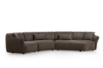 Damor 5-sits L-formad Svängd Soffa i Sammet - Brun - Möbler - Soffa