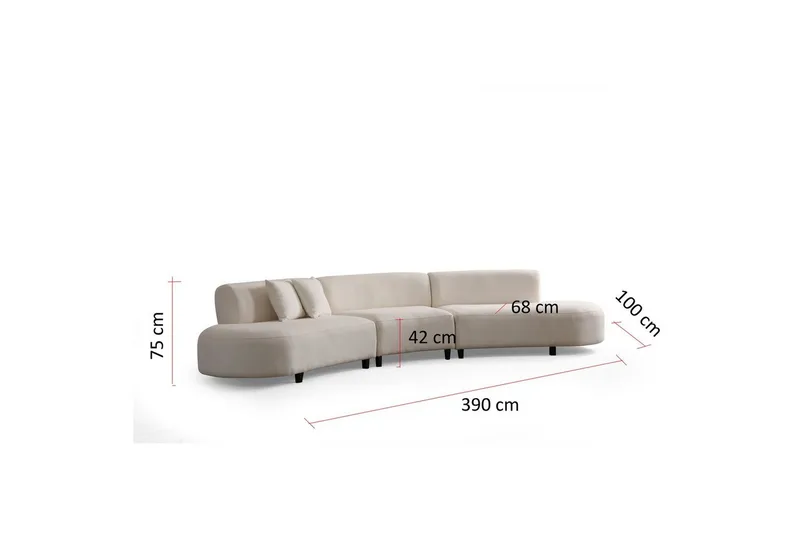 Dariya Svängd Soffa 4-sits - Cream - Möbler - Soffa - 4 sits soffa