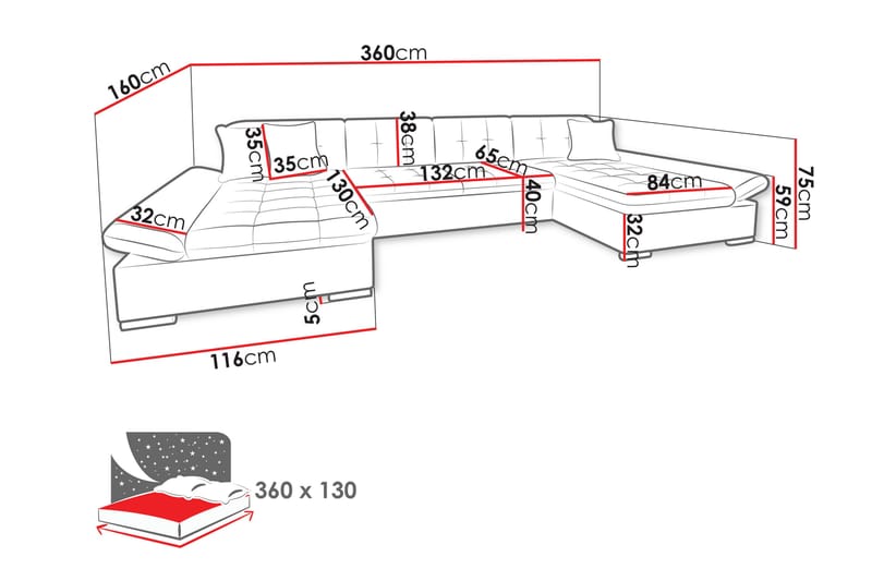 Dewitt Bäddsoffa Dubbelschäslong 4-sits - Grön - Möbler - Soffa - Bäddsoffa