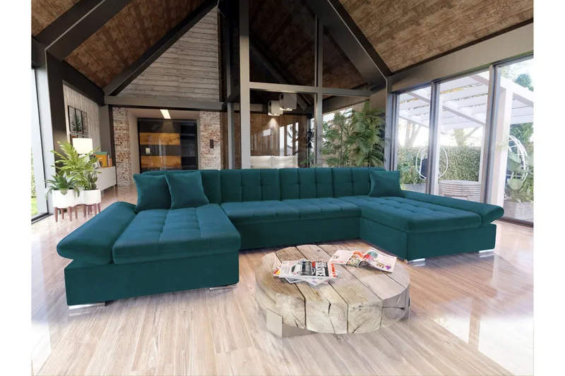 Dewitt Bäddsoffa Dubbelschäslong 4-sits, Grön