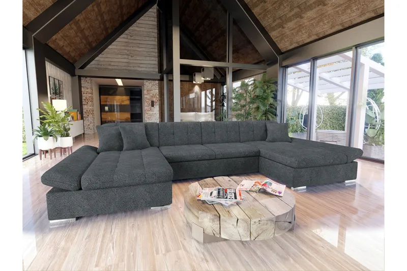 Dewitt Bäddsoffa Dubbelschäslong 4-sits i Bouclé - Grå - Möbler - Soffa - Bäddsoffa