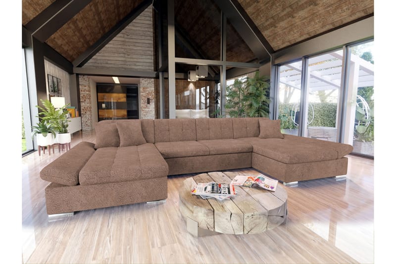 Dewitt Bäddsoffa Dubbelschäslong 4-sits i Bouclé - Rosa - Möbler - Soffa - Bäddsoffa