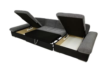 Dewitt Bäddsoffa Dubbelschäslong 4-sits i Konstläder - Svart/Grå - Möbler - Soffa - Bäddsoffa