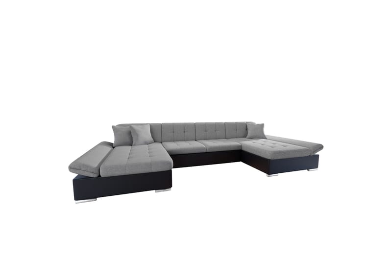 Dewitt Bäddsoffa Dubbelschäslong 4-sits i Konstläder - Svart/Grå - Möbler - Soffa - Bäddsoffa