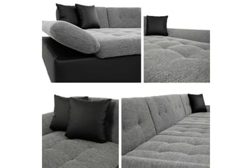 Dewitt Bäddsoffa Dubbelschäslong 4-sits i Konstläder - Svart/Grå - Möbler - Soffa - Bäddsoffa