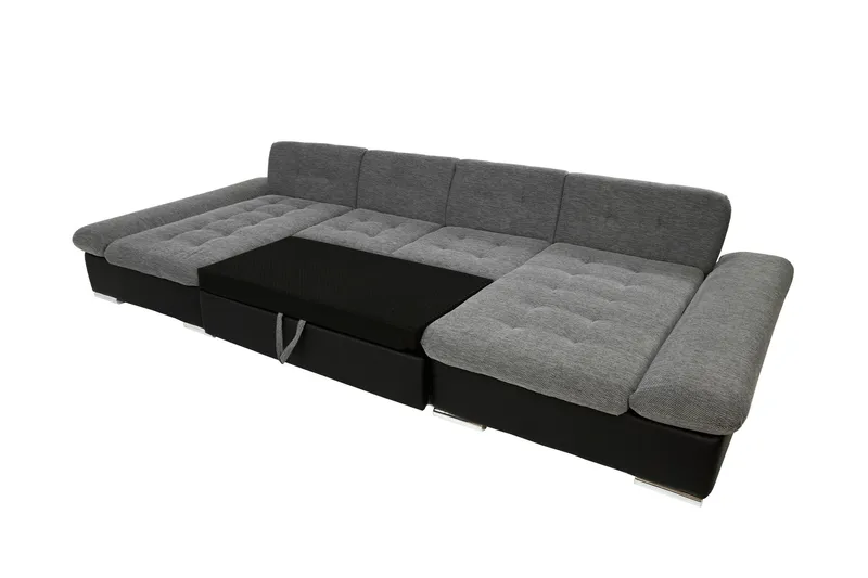 Dewitt Bäddsoffa Dubbelschäslong 4-sits i Konstläder - Vit/Grå - Möbler - Soffa - Bäddsoffa