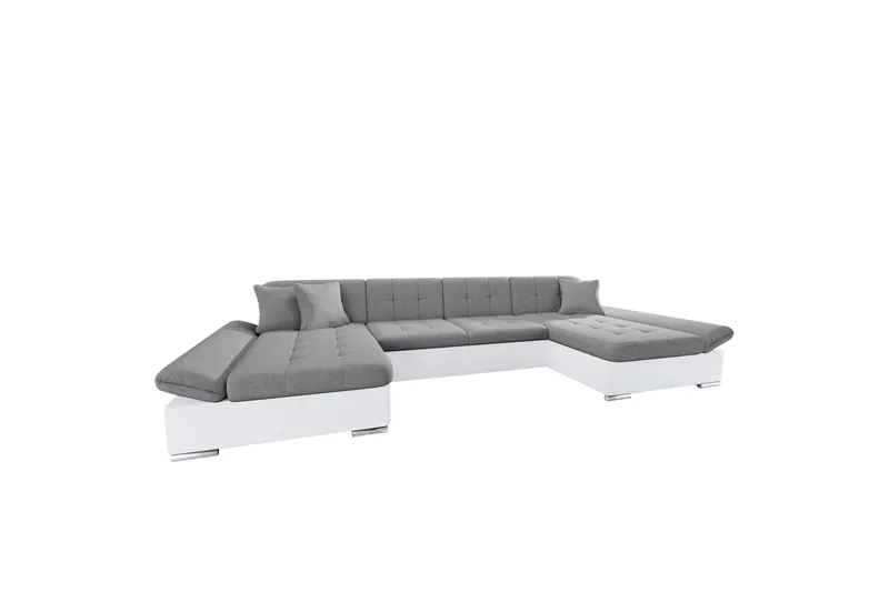 Dewitt Bäddsoffa Dubbelschäslong 4-sits i Konstläder - Vit/Grå - Möbler - Soffa - Bäddsoffa