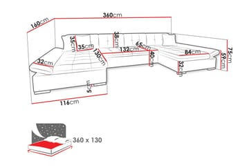 Dewitt Bäddsoffa Dubbelschäslong 4-sits i Sammet - Gul - Möbler - Soffa - Bäddsoffa