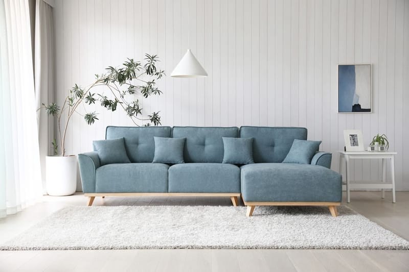 Divansoffa 267 cm lång - Classic - ljusblå - Möbler - Soffa - Divansoffor & schäslongsoffa