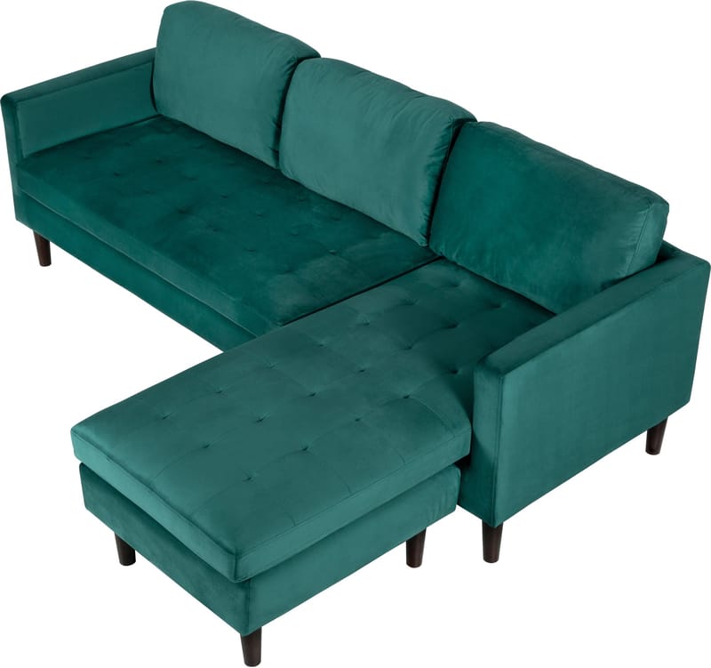 Divansoffa grön 218 cm bred - Grön/svart - Möbler - Soffa - Divansoffor & schäslongsoffa