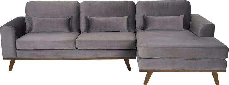 Divansoffa i grått sammet - Copenhagen - Mörkgrå - Möbler - Soffa - Divansoffor & schäslongsoffa