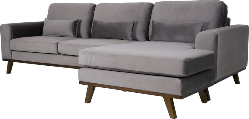 Divansoffa i grått sammet - Copenhagen - Mörkgrå - Möbler - Soffa - Divansoffor & schäslongsoffa