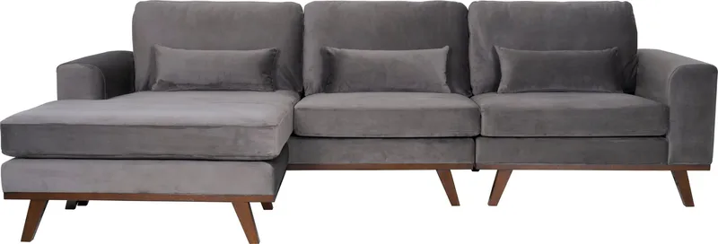 Divansoffa i grått sammet - Copenhagen - Mörkgrå - Möbler - Soffa - Divansoffor & schäslongsoffa