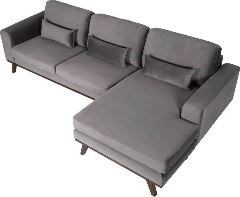 Divansoffa i grått sammet - Copenhagen - Mörkgrå - Möbler - Soffa - Divansoffor & schäslongsoffa