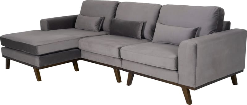 Divansoffa i grått sammet - Copenhagen - Mörkgrå - Möbler - Soffa - Divansoffor & schäslongsoffa