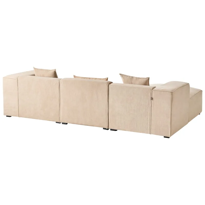 3-sits soffa Dolva - Beige, svart/Högervänd/Manchestertyg - Möbler - Soffa - Modulsoffor - Komplett modulsoffa