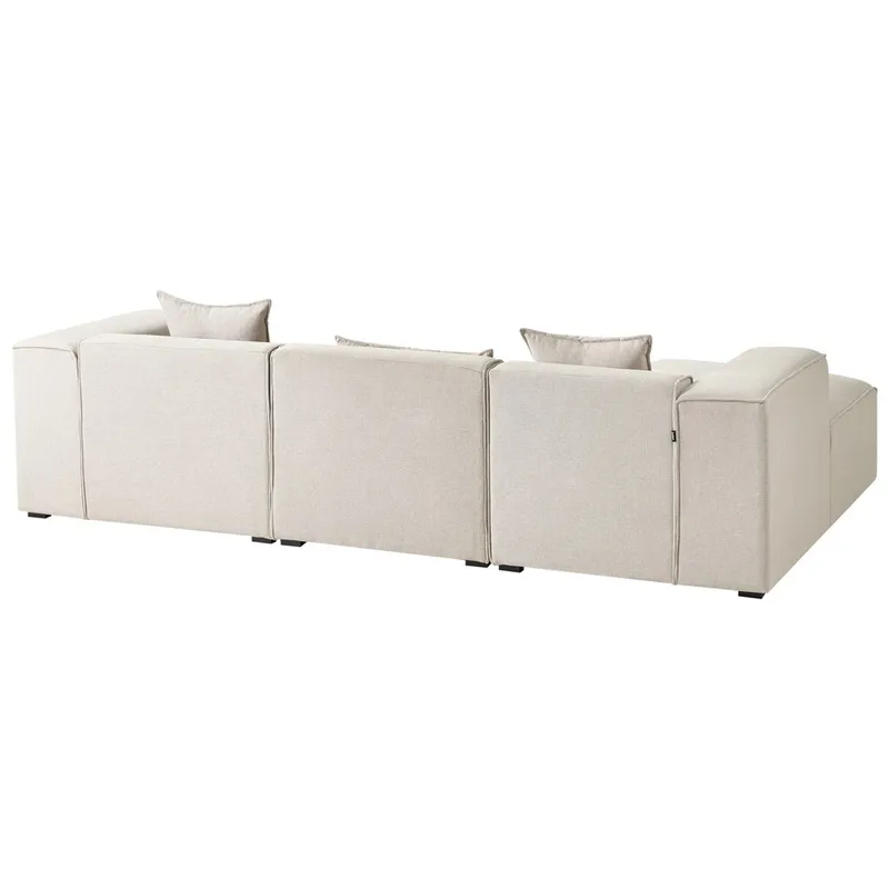 3-sits soffa Dolva - Beige, svart/Högervänd/Polyester - Möbler - Soffa - Modulsoffor - Komplett modulsoffa