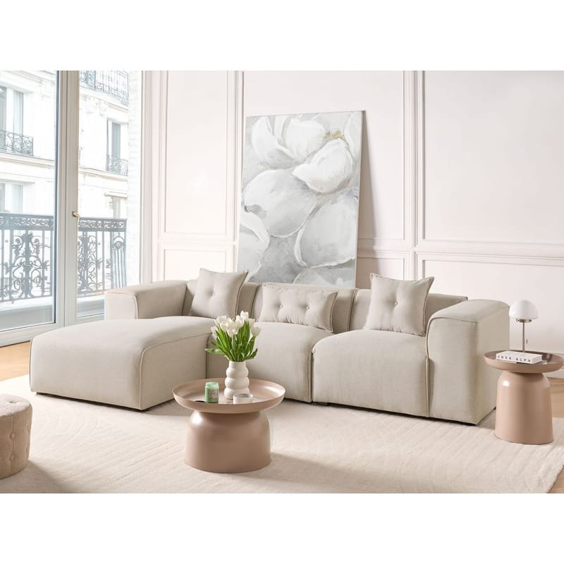 3-sits soffa Dolva - Beige, svart/Högervänd/Polyester - Möbler - Soffa - Divansoffor & schäslongsoffa