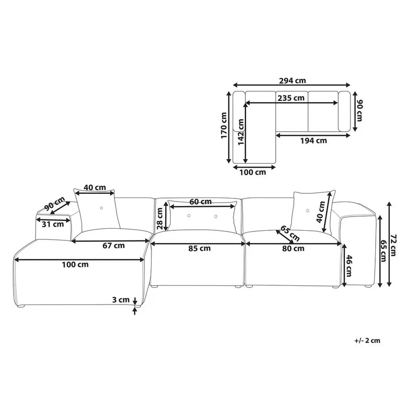 3-sits soffa Dolva - Grön, Svart/Högervänd/Chenille - Möbler - Soffa - Modulsoffor - Komplett modulsoffa