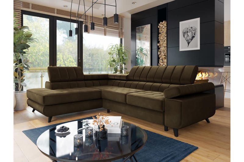 Amshyttan Soffa med Schäslong 3-sits - Brun - Möbler - Soffa - Divansoffor & schäslongsoffa - 3 sits soffa med divan