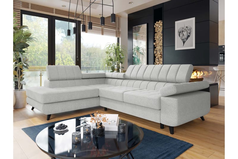 Amshyttan Soffa med Schäslong 3-sits - Ljusgrå - Möbler - Soffa - Divansoffor & schäslongsoffa - 3 sits soffa med divan