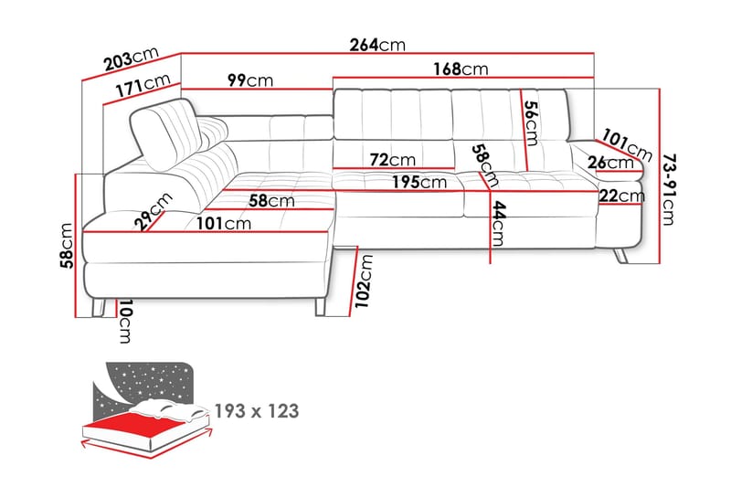 Amshyttan Soffa med Schäslong 3-sits - Ljusgrå - Möbler - Soffa - Divansoffor & schäslongsoffa - 3 sits soffa med divan