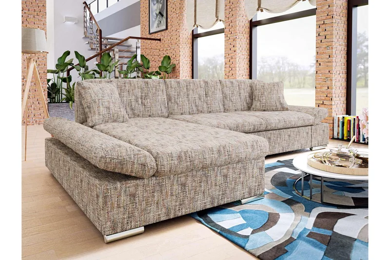 Djerra Soffa med Divan 3-sits - Flerfärgad/Beige - Möbler - Soffa - Divansoffor & schäslongsoffa - 3 sits soffa med divan