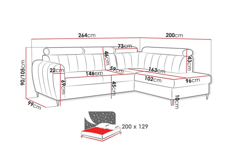 Hoffman Soffa med Schäslong 3-sits - Koppar - Möbler - Soffa - Divansoffor & schäslongsoffa - 3 sits soffa med divan