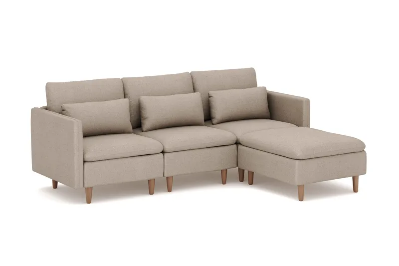 Lovis 3-sits Soffa med vändbar Divan i tyg - Beige - Möbler - Soffa - Divansoffor & schäslongsoffa - 3 sits soffa med divan