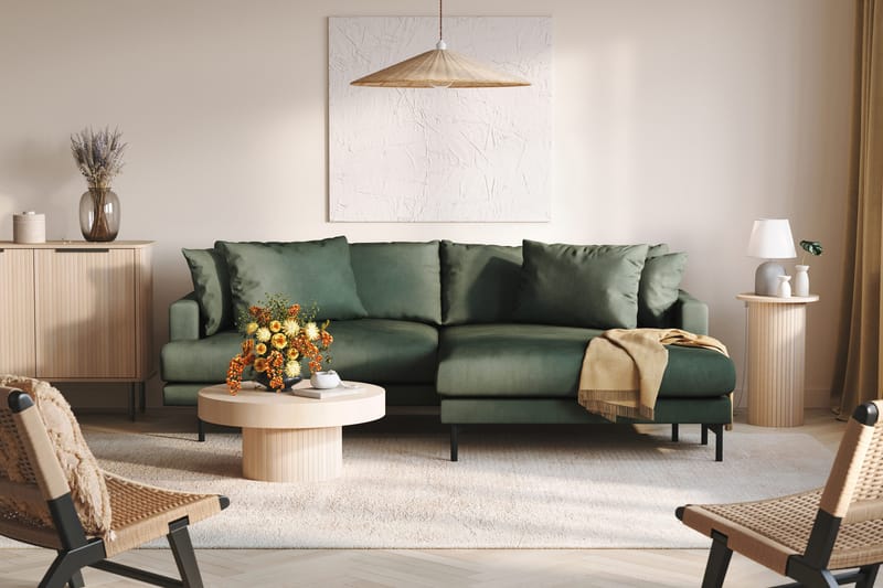 Menard 4-sits Högervänd L-formad Divansoffa i Manchester - Grön - Möbler - Soffa - Divansoffor & schäslongsoffa - 4 sits soffa med divan