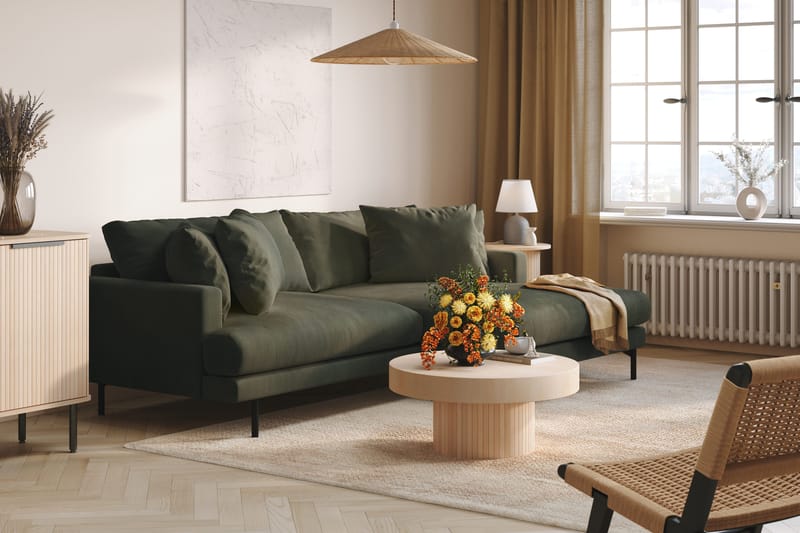 Menard 4-sits Högervänd L-formad Divansoffa i Manchester - Mörkgrön - Möbler - Soffa - Divansoffor & schäslongsoffa - 4 sits soffa med divan