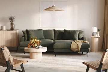 Menard 4-sits Högervänd L-formad Divansoffa i Manchester - Mörkgrön - Möbler - Soffa - Divansoffor & schäslongsoffa