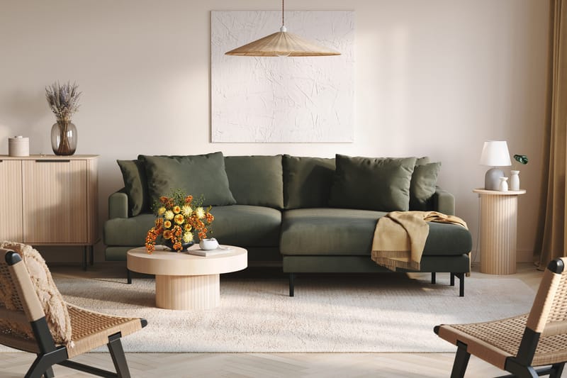 Menard 4-sits Högervänd L-formad Divansoffa i Manchester - Mörkgrön - Möbler - Soffa - Divansoffor & schäslongsoffa - 4 sits soffa med divan