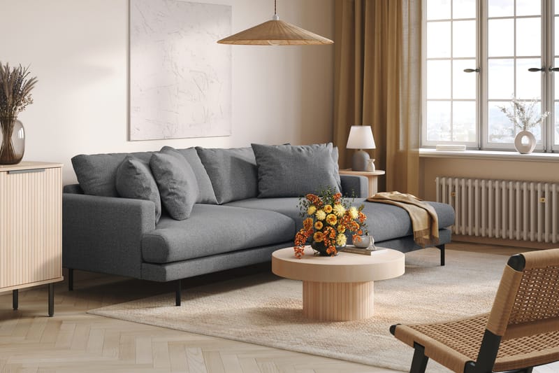 Menard 4-sits Högervänd L-formad Divansoffa i Tyg - Mörkgrå - Möbler - Soffa - Divansoffor & schäslongsoffa - 4 sits soffa med divan