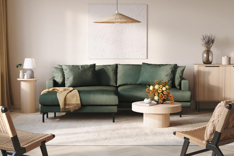 Menard 4-sits Vänstervänd L-formad Divansoffa i Manchester - Grön - Möbler - Soffa - Divansoffor & schäslongsoffa - 4 sits soffa med divan