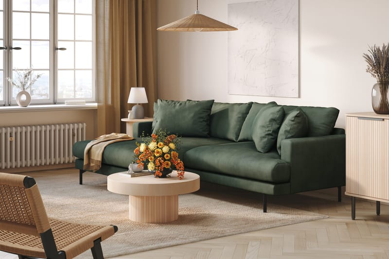 Menard 4-sits Vänstervänd L-formad Divansoffa i Manchester - Grön - Möbler - Soffa - Divansoffor & schäslongsoffa - 4 sits soffa med divan