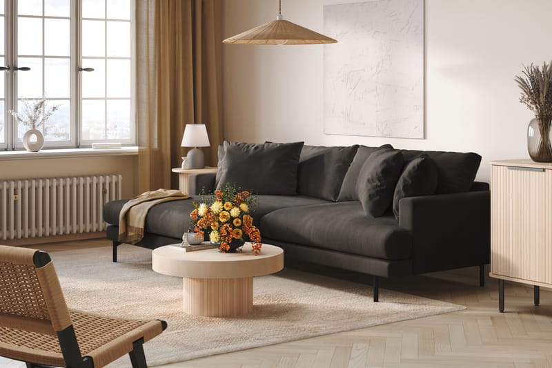 Menard 4-sits Vänstervänd L-formad Divansoffa i Manchester - Mörkgrå - Möbler - Soffa - Divansoffor & schäslongsoffa - 4 sits soffa med divan