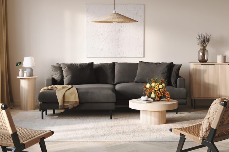 Menard 4-sits Vänstervänd L-formad Divansoffa i Manchester - Mörkgrå - Möbler - Soffa - Divansoffor & schäslongsoffa - 4 sits soffa med divan