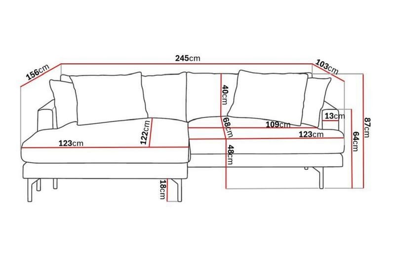 Menard 4-sits Vänstervänd L-formad Divansoffa i Manchester - Mörkgrön - Möbler - Soffa - Divansoffor & schäslongsoffa