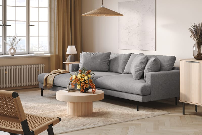 Menard 4-sits Vänstervänd L-formad Divansoffa i Tyg - Grå - Möbler - Soffa - Divansoffor & schäslongsoffa - 4 sits soffa med divan