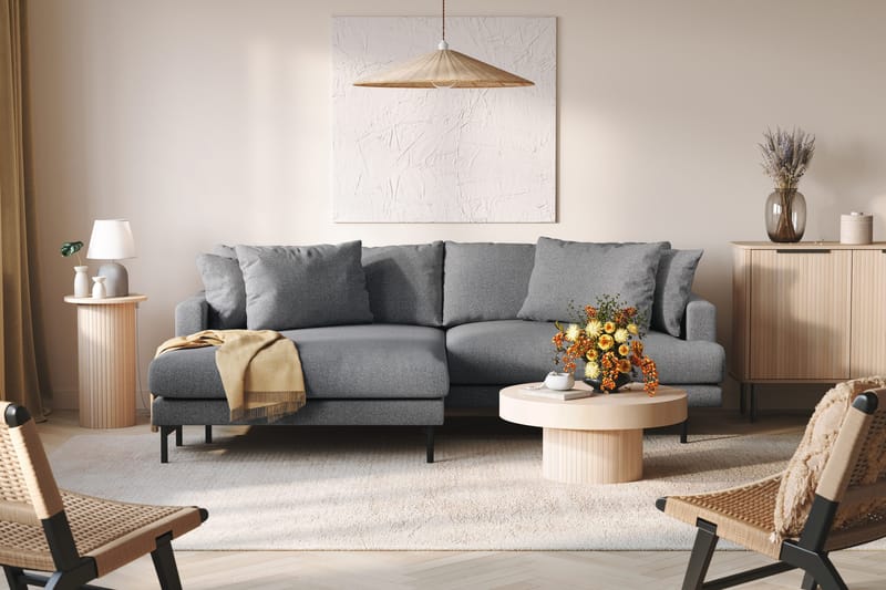 Menard 4-sits Vänstervänd L-formad Divansoffa i Tyg - Mörkgrå - Möbler - Soffa - Divansoffor & schäslongsoffa - 4 sits soffa med divan