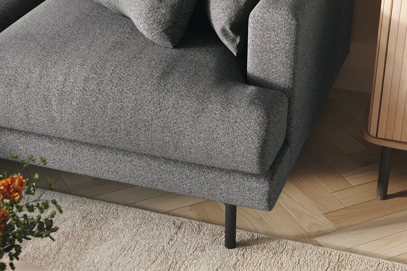 Menard 4-sits Vänstervänd L-formad Divansoffa i Tyg - Mörkgrå - Möbler - Soffa - Divansoffor & schäslongsoffa - 4 sits soffa med divan