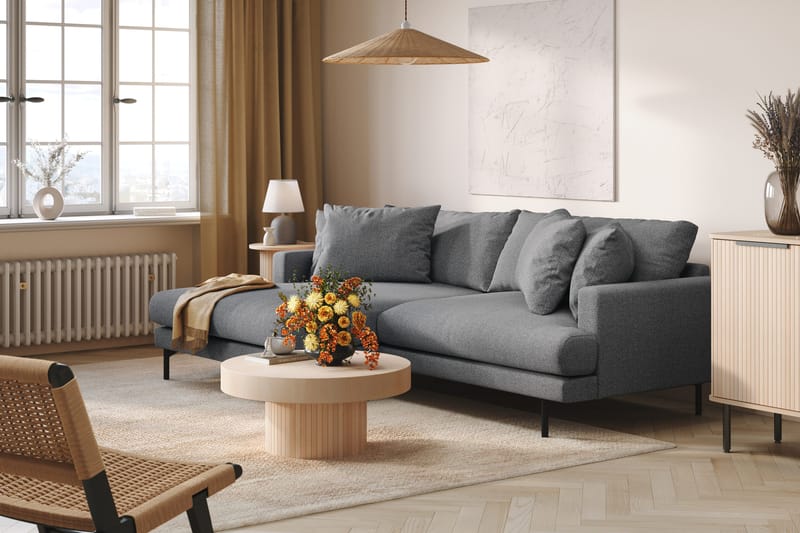 Menard 4-sits Vänstervänd L-formad Divansoffa i Tyg - Mörkgrå - Möbler - Soffa - Divansoffor & schäslongsoffa - 4 sits soffa med divan